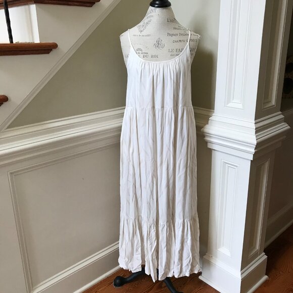 Z Supply Lido Slub Midi Maxi Dress Womens Medium Cream Ivory Sleeveless Tiered - Picture 4 of 15